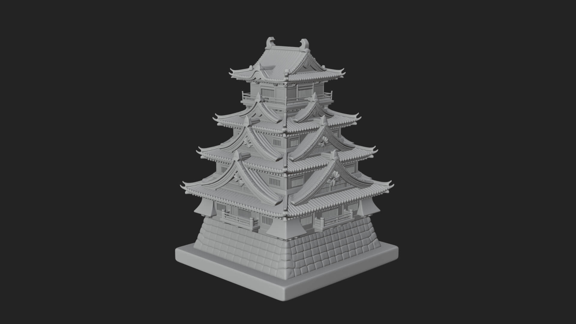 Japanese Castle Keep Design 9 3D Print Model 3D Model