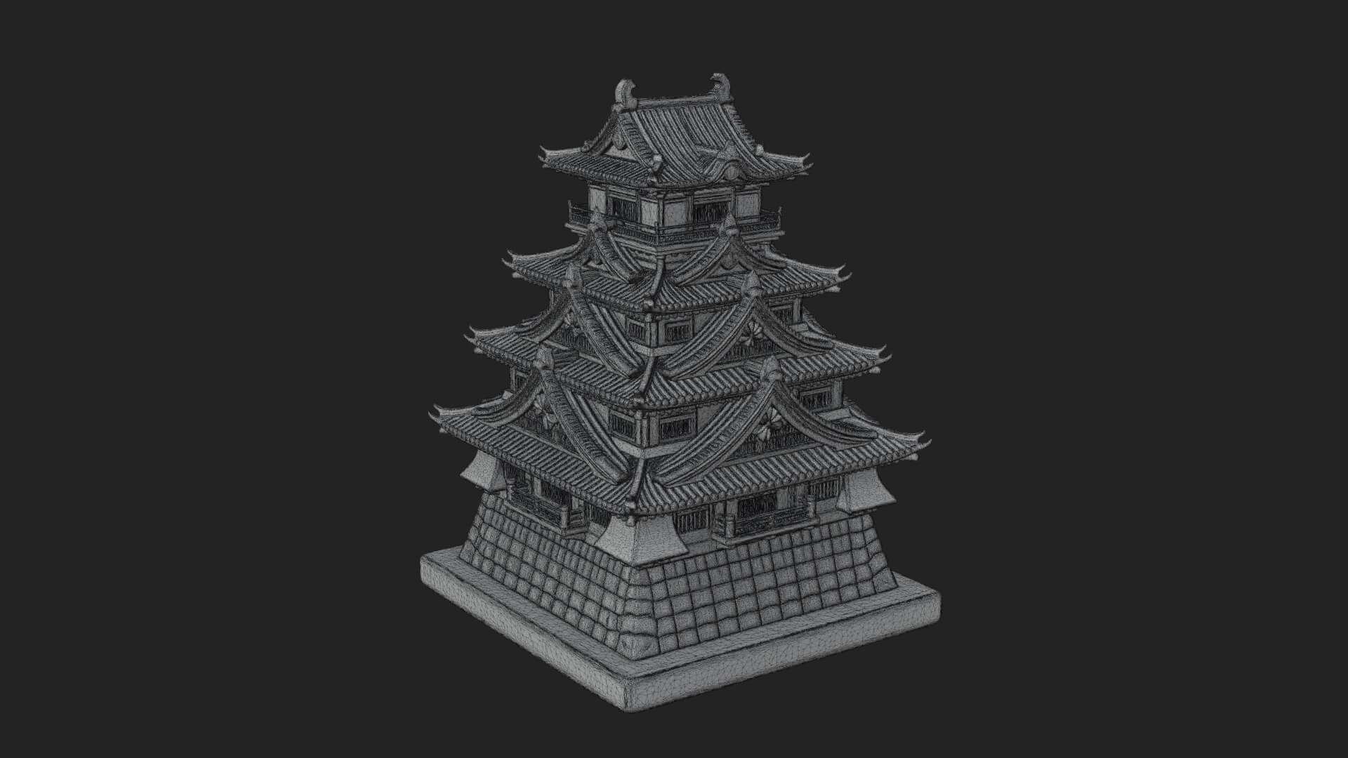 Japanese Castle Keep Design 9 3D Print Model 3D Model