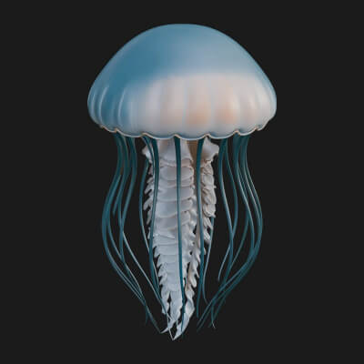 Jellyfish Statue Design 4 3D Print Model