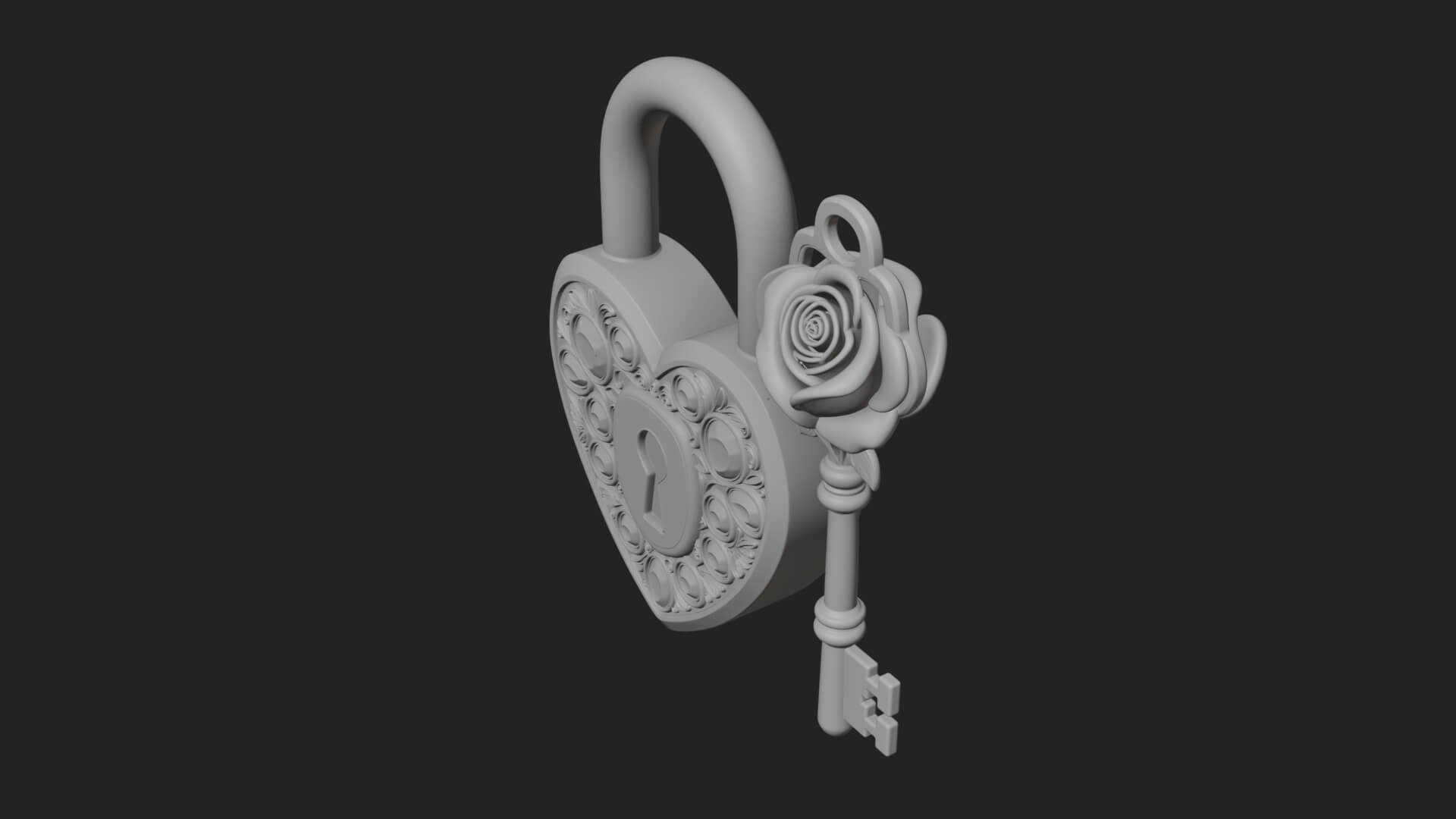 Jeweled Heart Lock Pendant Design 1 3D Print Model 3D Model