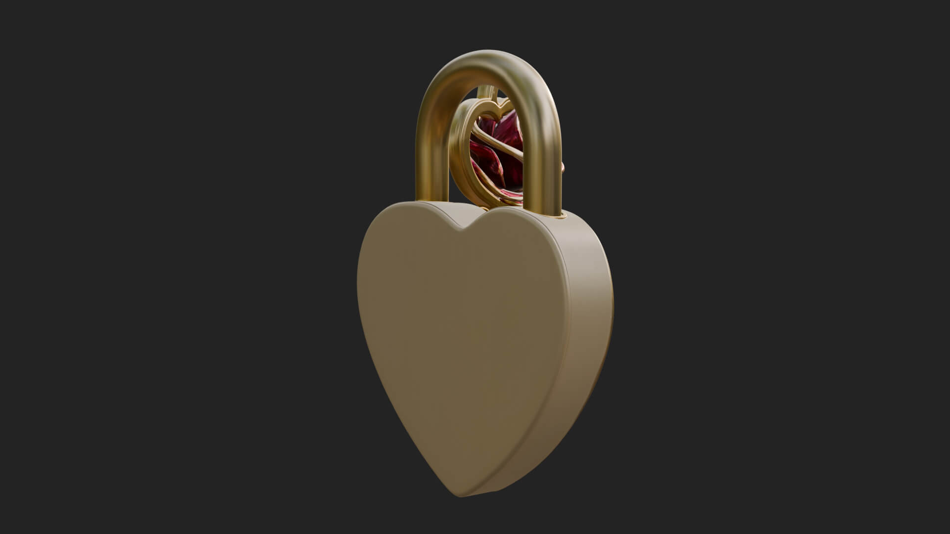 Jeweled Heart Lock Pendant Design 2 3D Print Model 3D Model