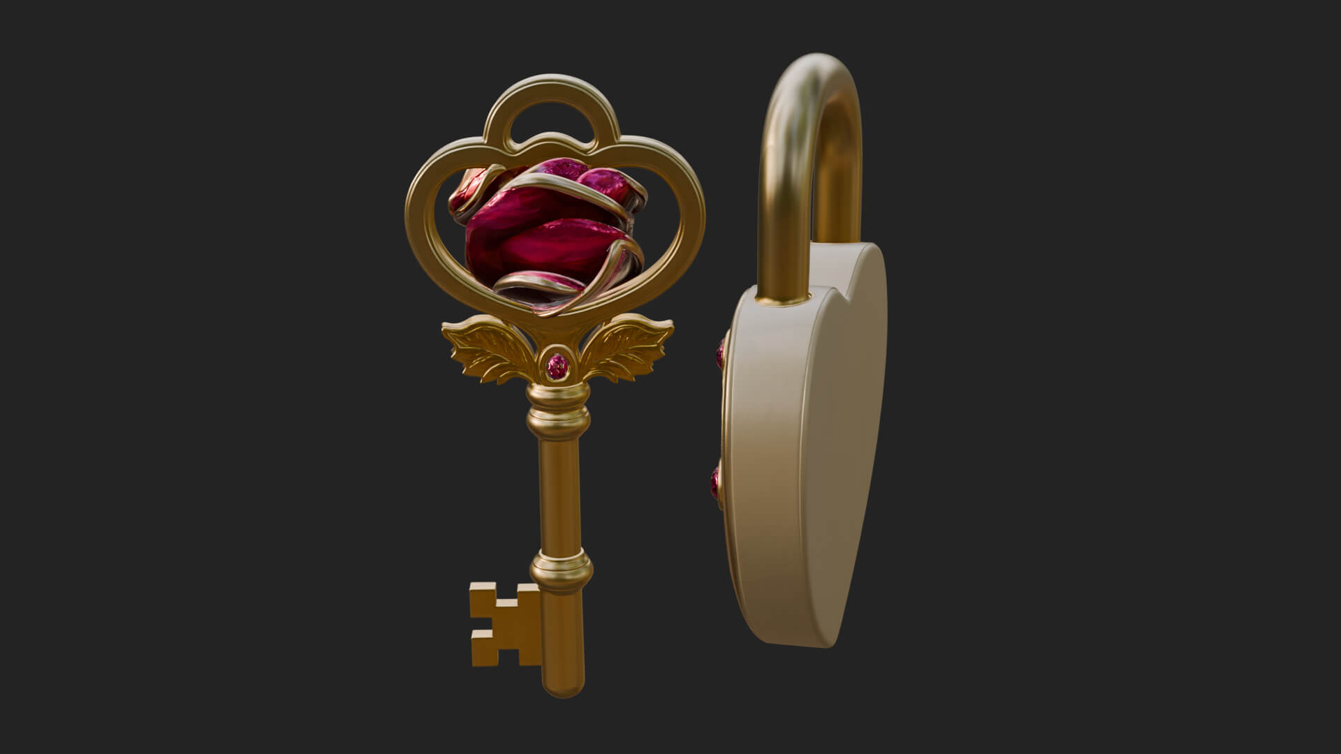 Jeweled Heart Lock Pendant Design 2 3D Print Model 3D Model