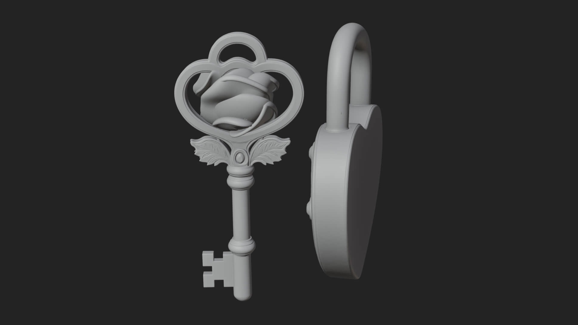 Jeweled Heart Lock Pendant Design 2 3D Print Model 3D Model