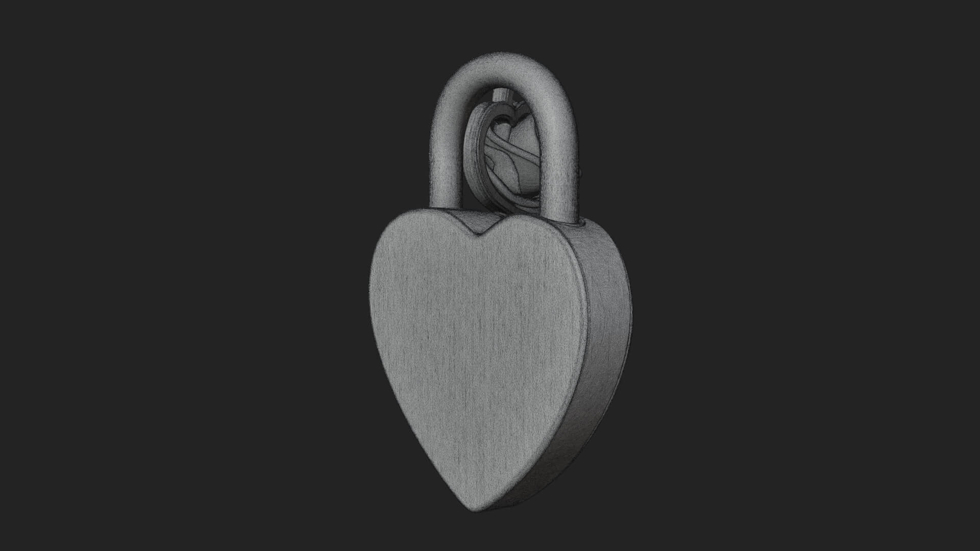 Jeweled Heart Lock Pendant Design 2 3D Print Model 3D Model