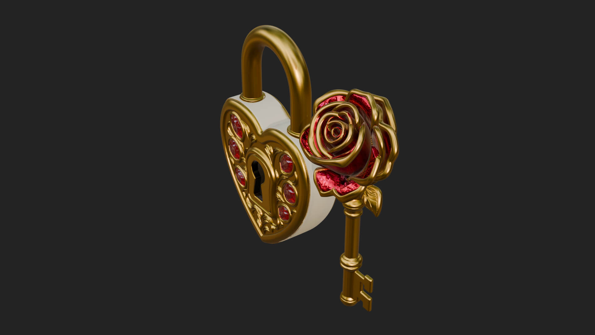 Jeweled Heart Lock Pendant Design 3 3D Print Model 3D Model