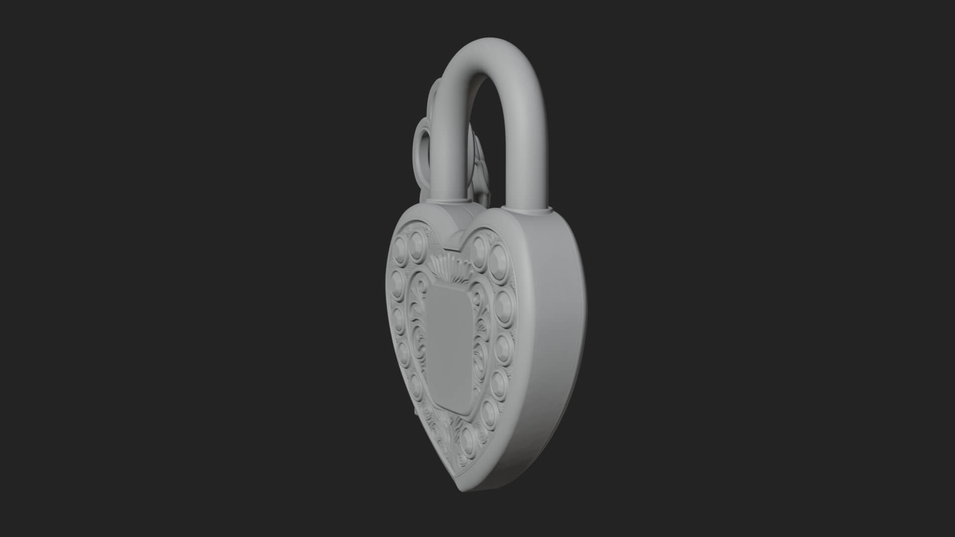 Jeweled Heart Lock Pendant Design 4 3D Print Model 3D Model