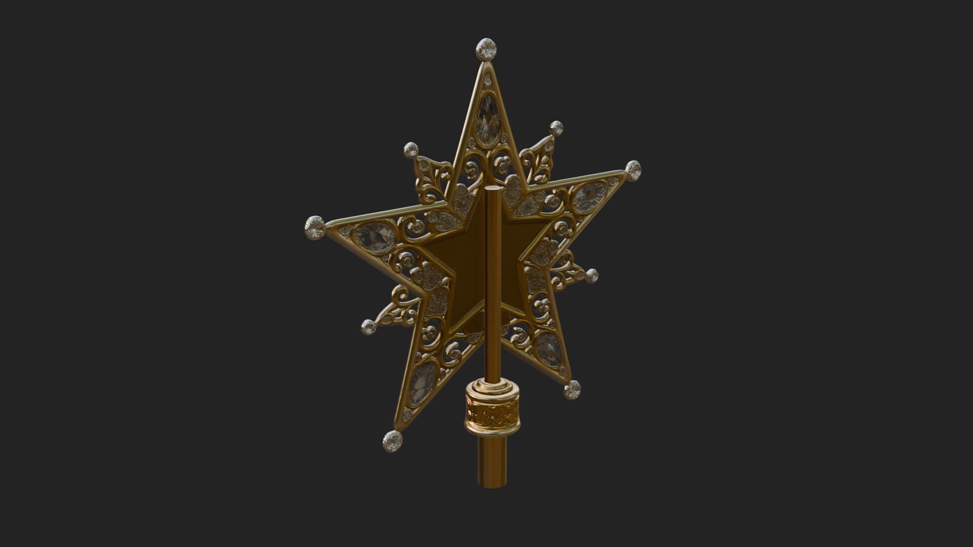 Jeweled Star Tree Topper Ornament Design 1 3D Print Model 3D Model