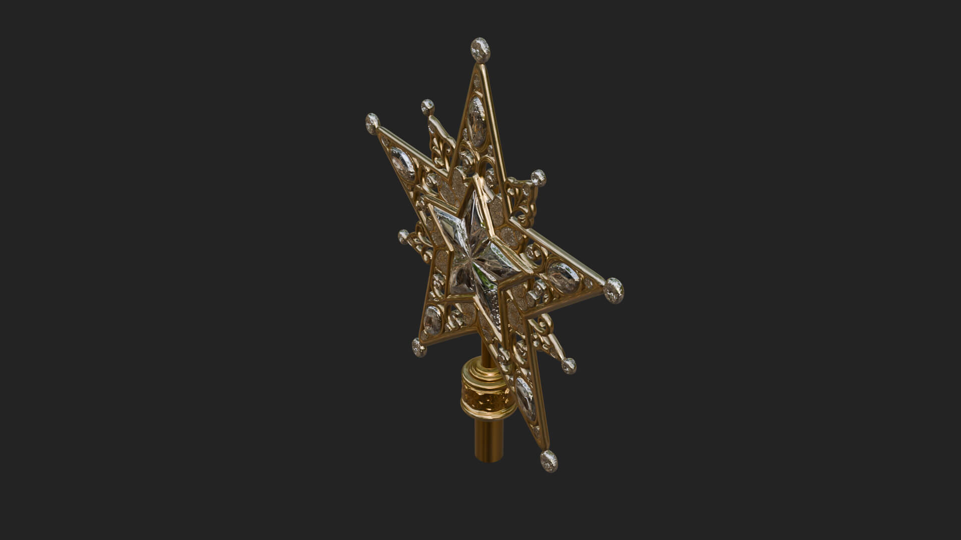 Jeweled Star Tree Topper Ornament Design 1 3D Print Model 3D Model