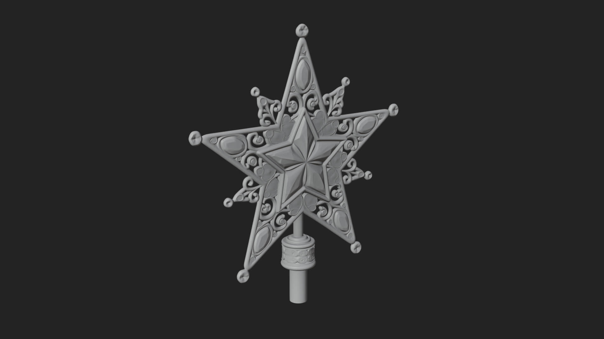 Jeweled Star Tree Topper Ornament Design 1 3D Print Model 3D Model