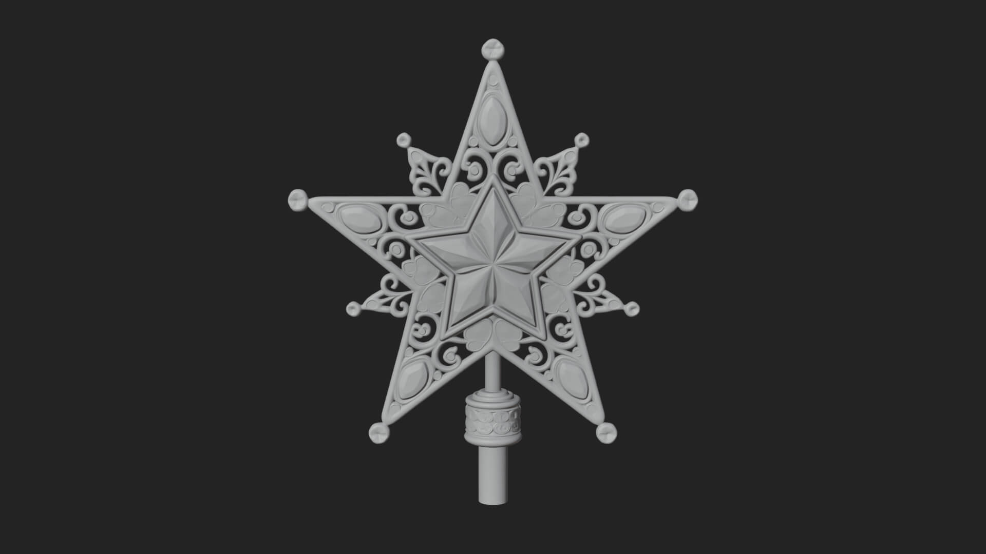 Jeweled Star Tree Topper Ornament Design 1 3D Print Model 3D Model