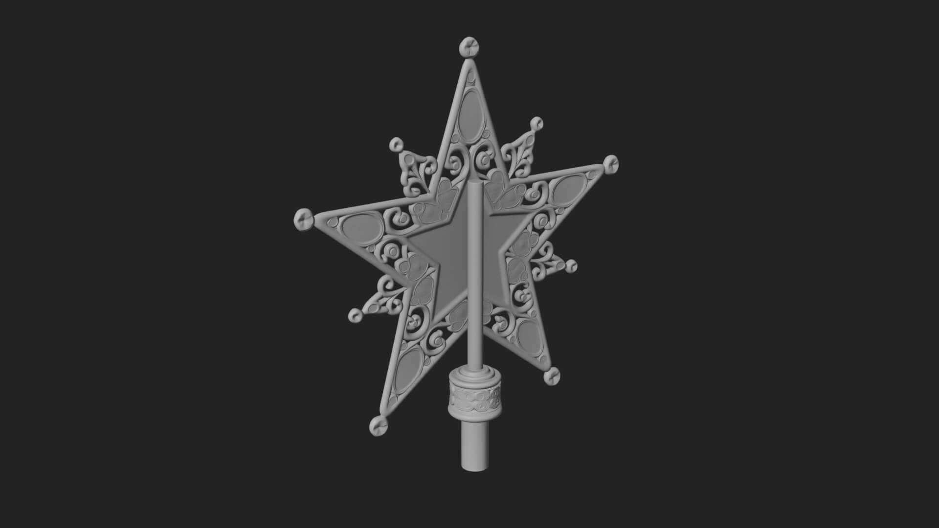 Jeweled Star Tree Topper Ornament Design 1 3D Print Model 3D Model