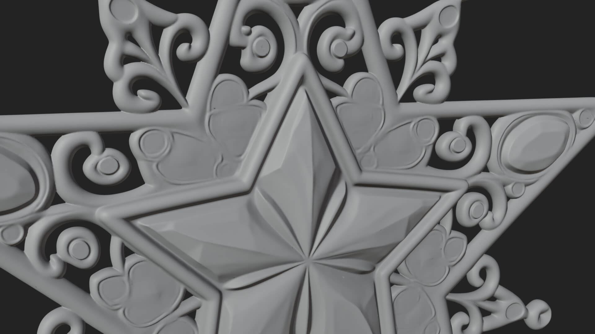 Jeweled Star Tree Topper Ornament Design 1 3D Print Model 3D Model