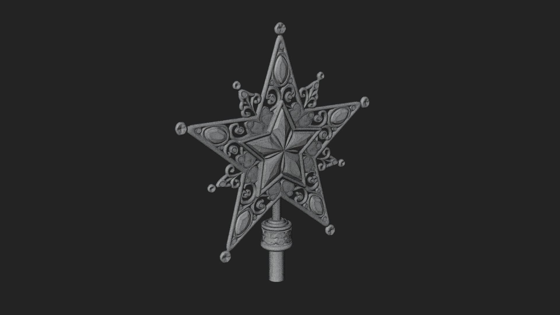 Jeweled Star Tree Topper Ornament Design 1 3D Print Model 3D Model
