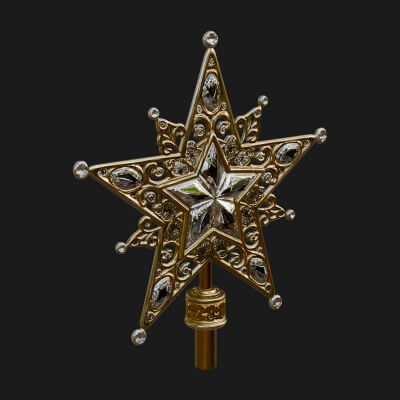 Jeweled Star Tree Topper Ornament Design 1 3D Print Model