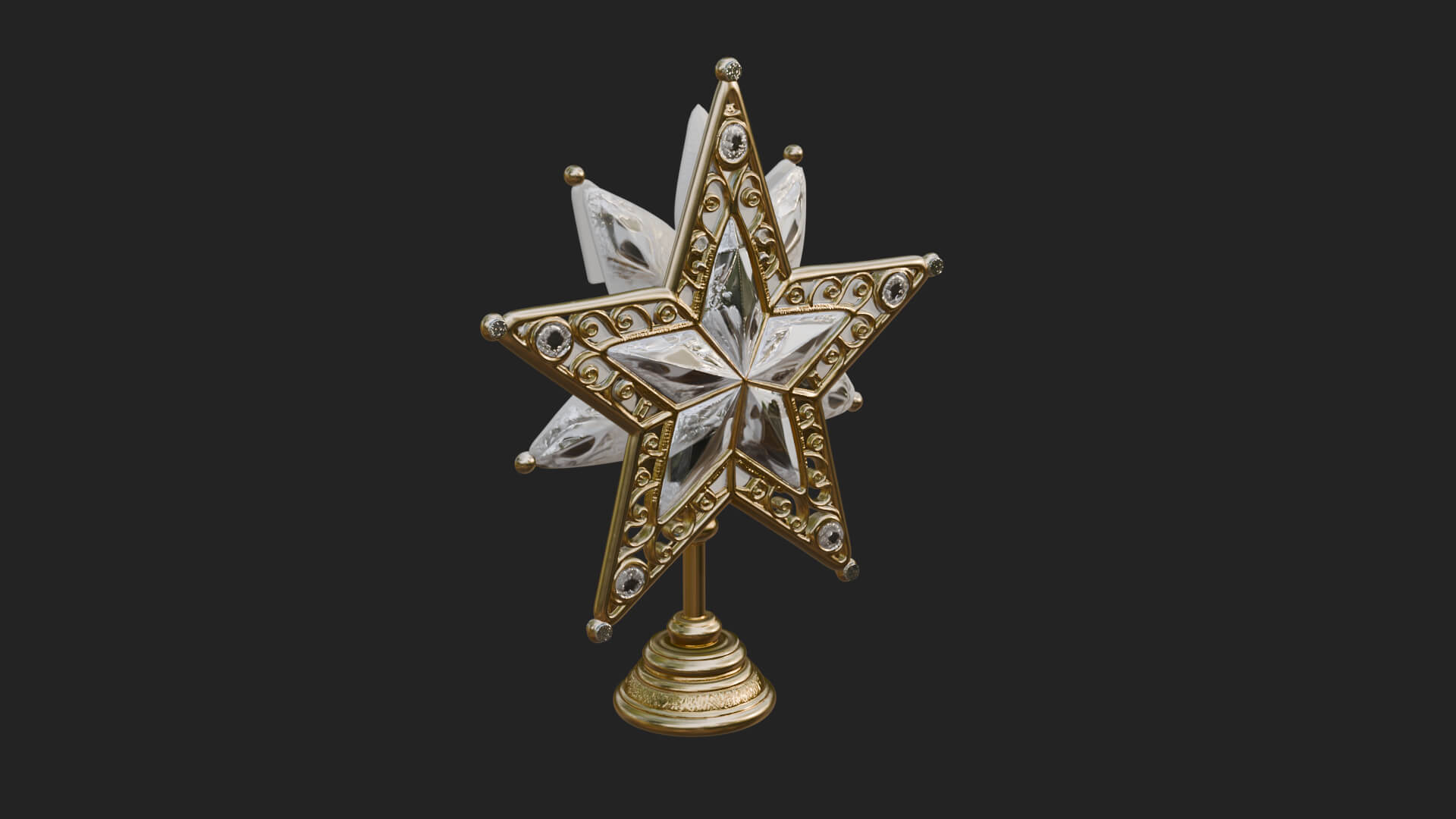 Jeweled Star Tree Topper Ornament Design 2 3D Print Model 3D Model
