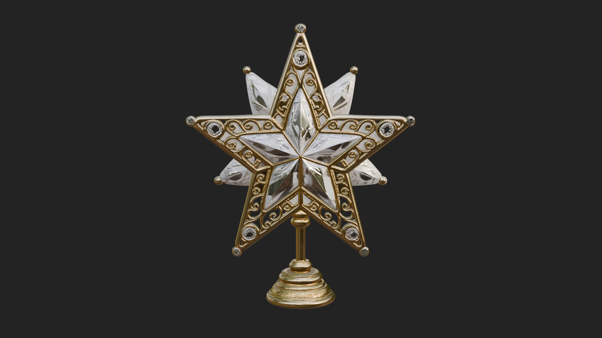 Jeweled Star Tree Topper Ornament Design 2 3D Print Model 3D Model