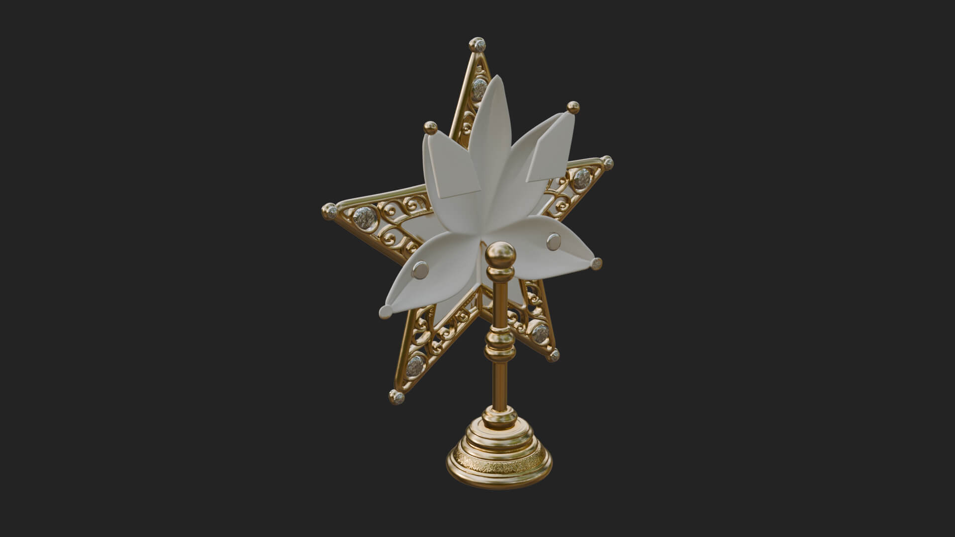 Jeweled Star Tree Topper Ornament Design 2 3D Print Model 3D Model