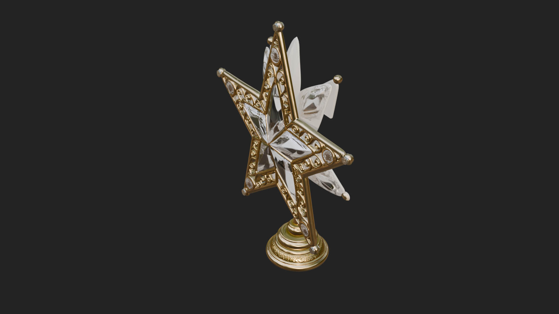 Jeweled Star Tree Topper Ornament Design 2 3D Print Model 3D Model