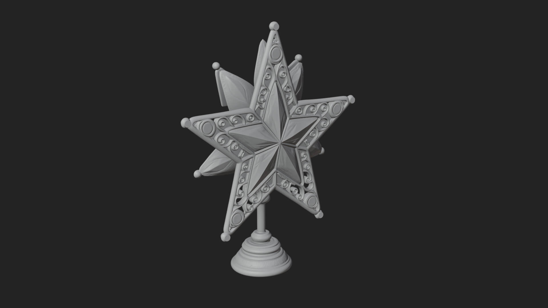 Jeweled Star Tree Topper Ornament Design 2 3D Print Model 3D Model