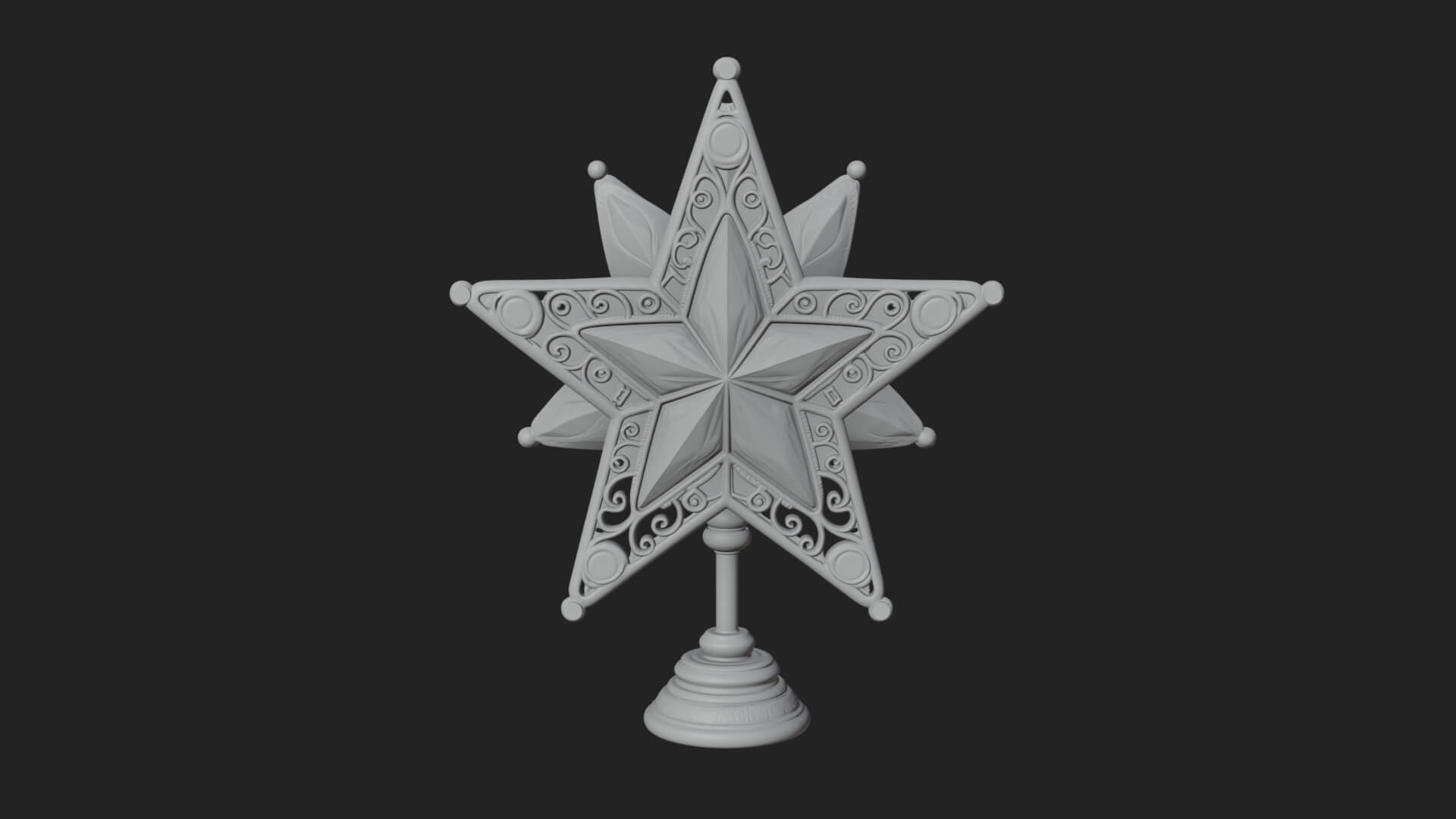 Jeweled Star Tree Topper Ornament Design 2 3D Print Model 3D Model