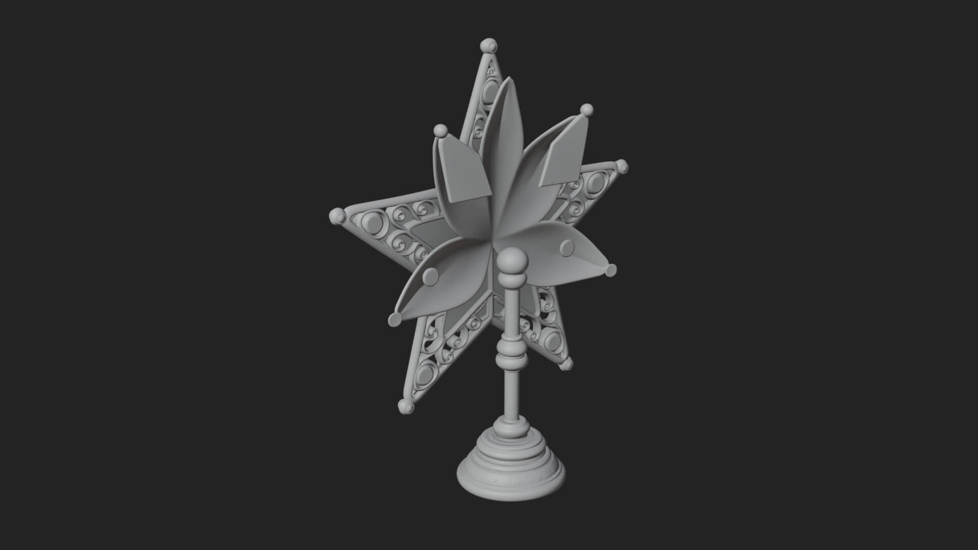 Jeweled Star Tree Topper Ornament Design 2 3D Print Model 3D Model