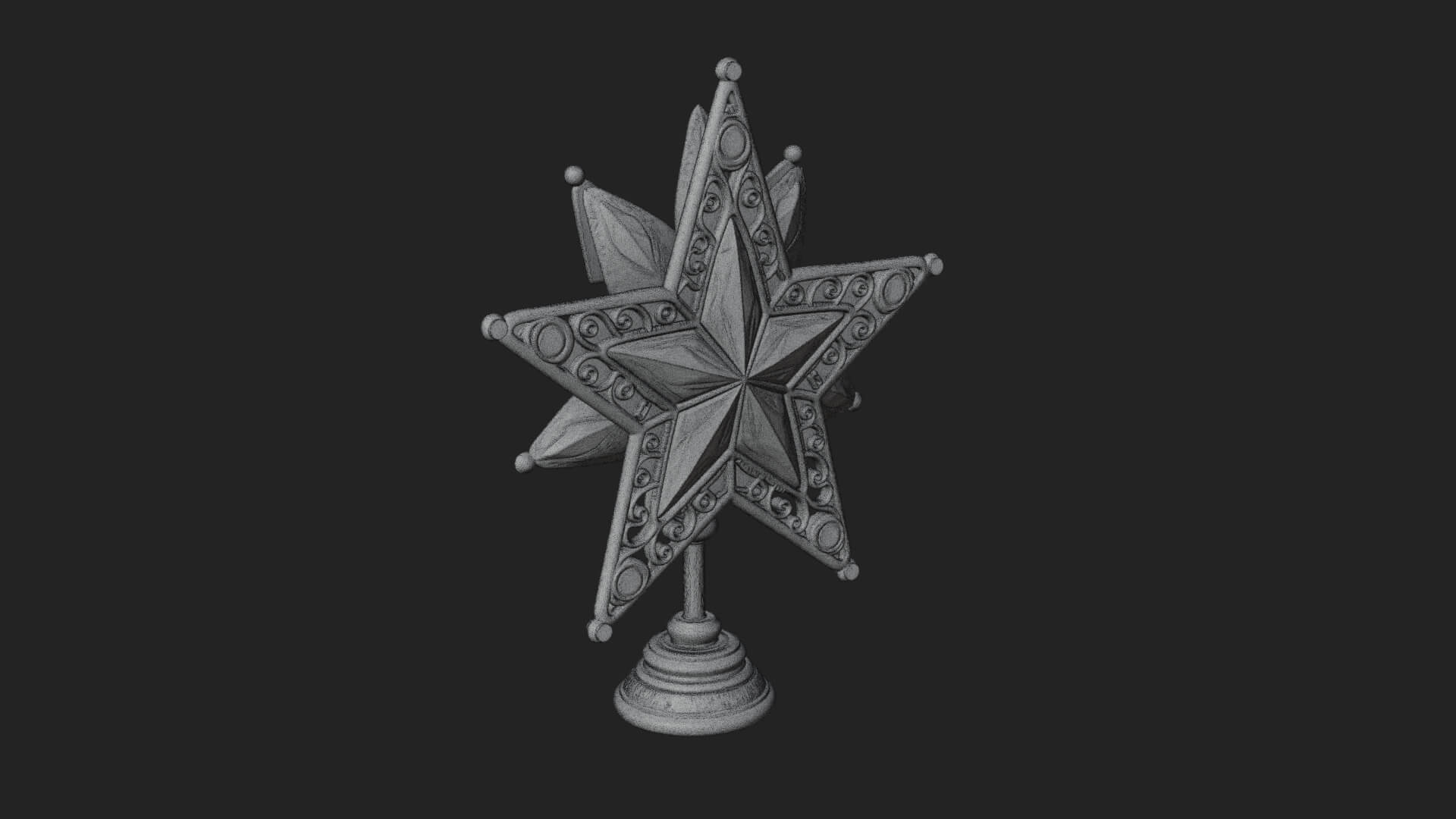 Jeweled Star Tree Topper Ornament Design 2 3D Print Model 3D Model