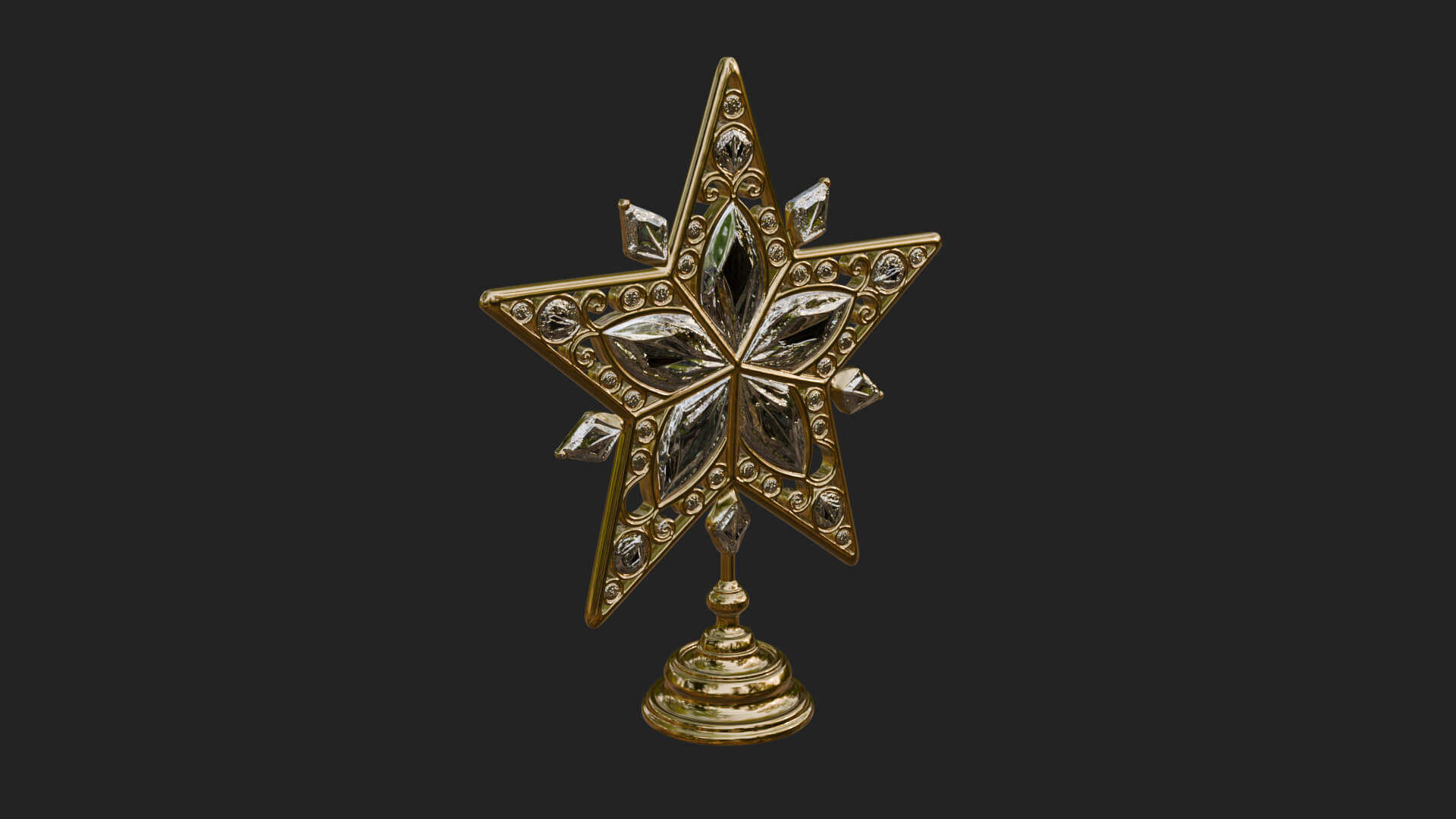 Jeweled Star Tree Topper Ornament Design 3 3D Print Model 3D Model