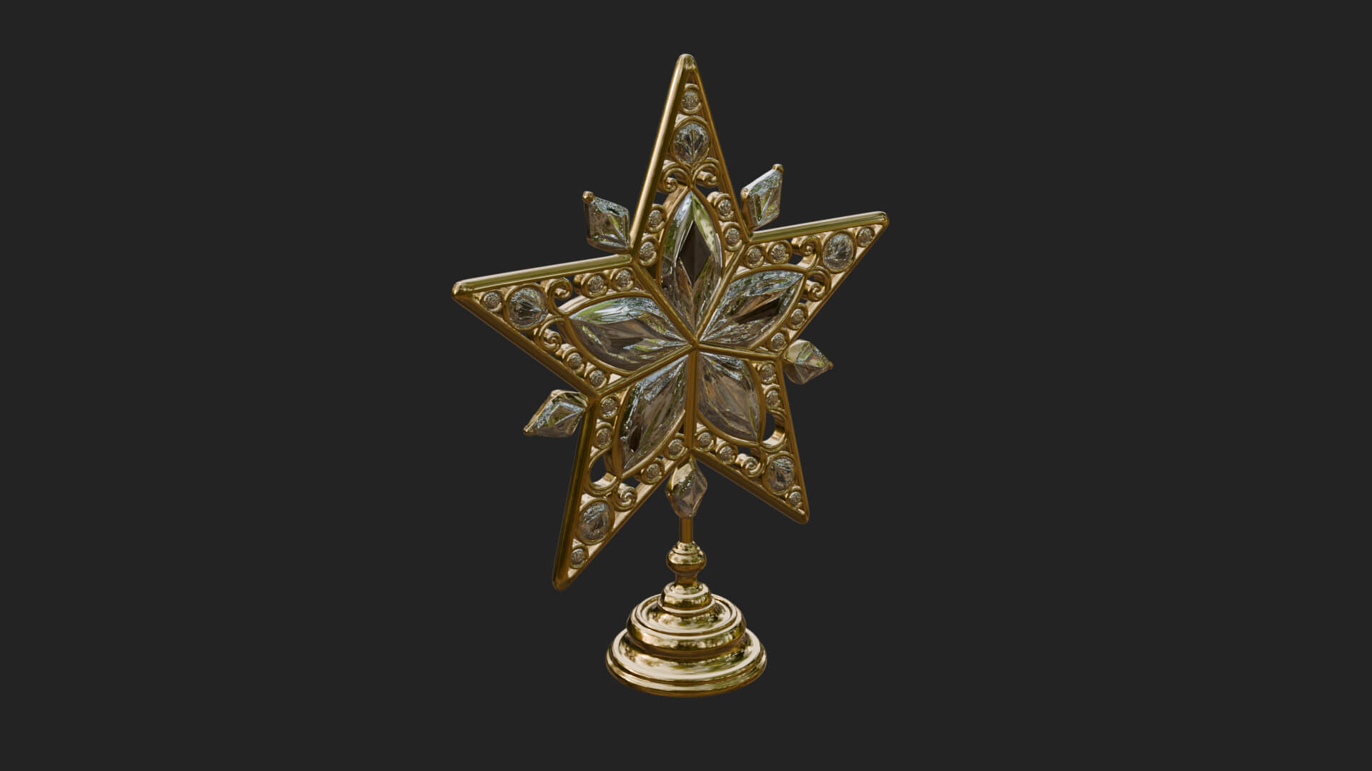 Jeweled Star Tree Topper Ornament Design 3 3D Print Model 3D Model