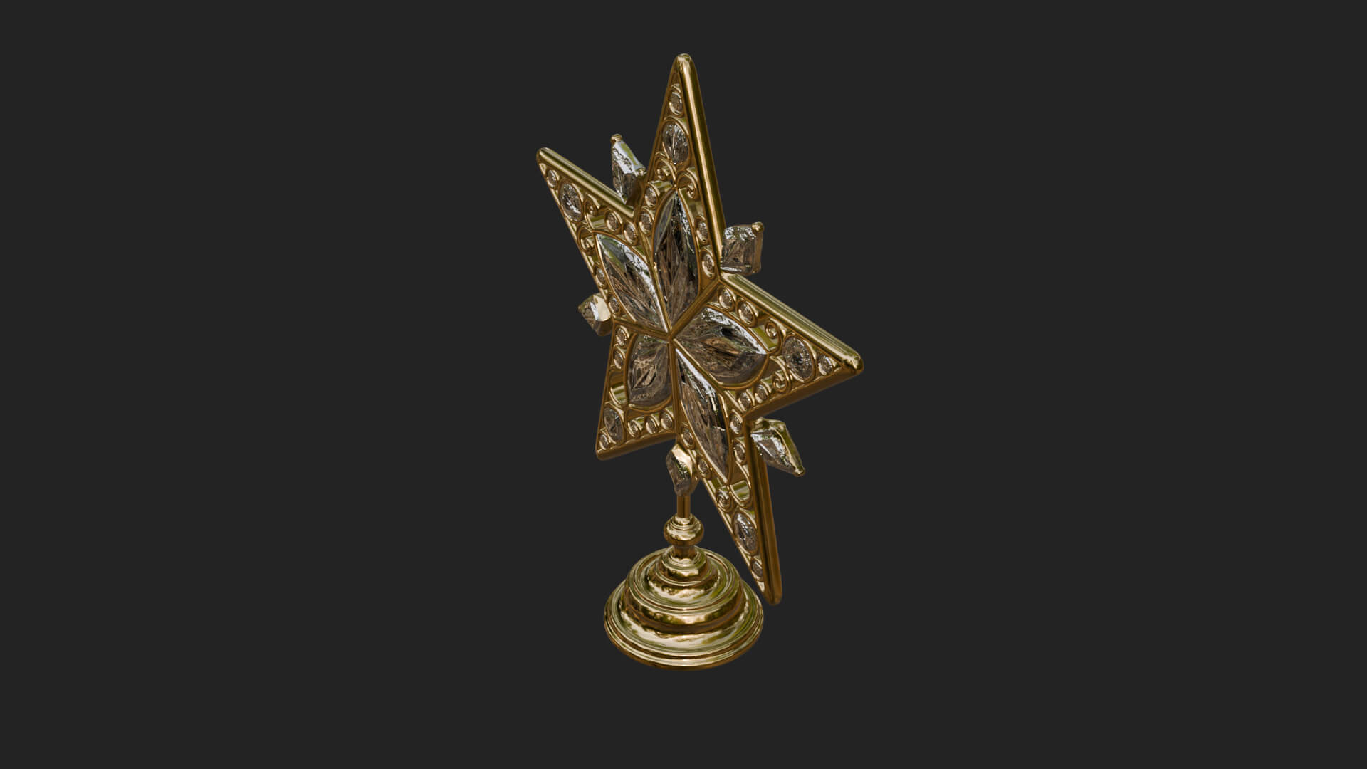Jeweled Star Tree Topper Ornament Design 3 3D Print Model 3D Model