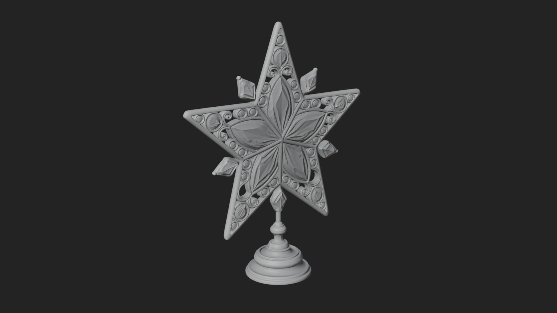 Jeweled Star Tree Topper Ornament Design 3 3D Print Model 3D Model