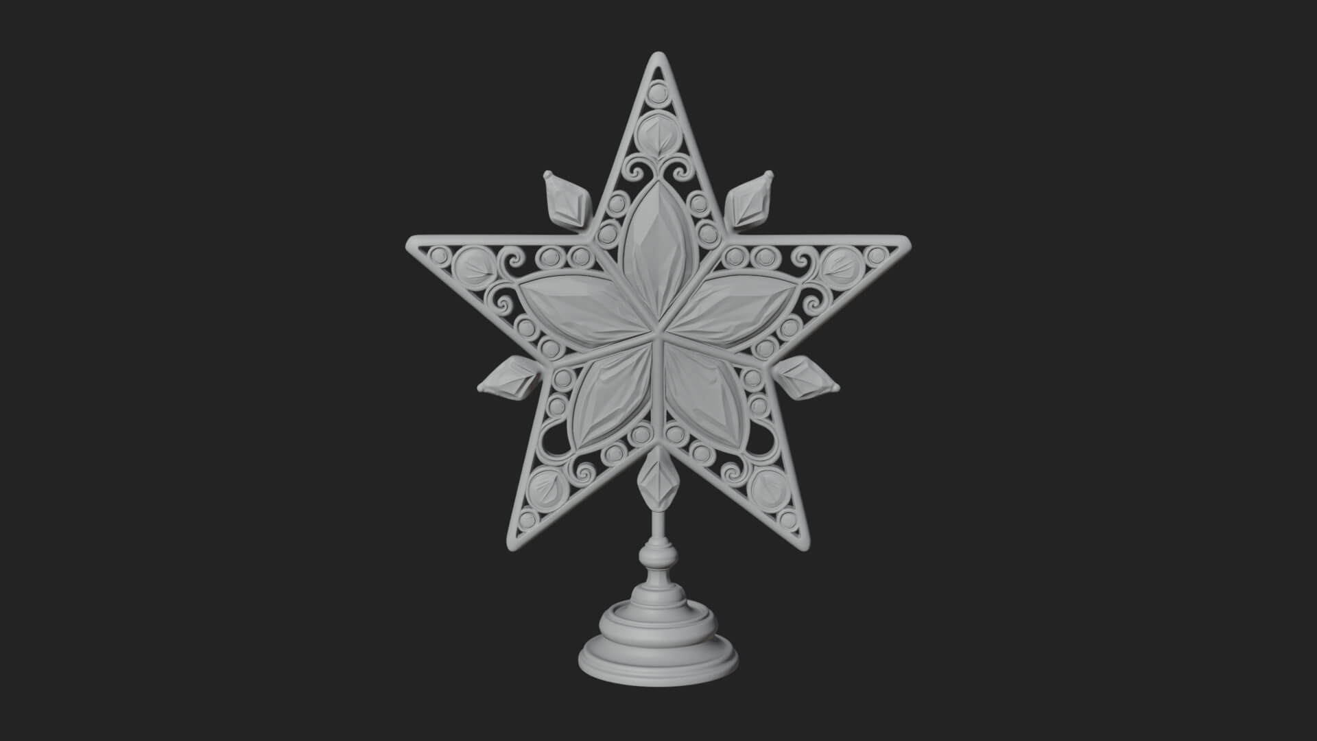 Jeweled Star Tree Topper Ornament Design 3 3D Print Model 3D Model