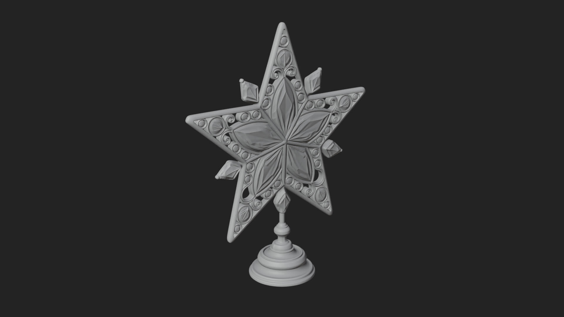 Jeweled Star Tree Topper Ornament Design 3 3D Print Model 3D Model