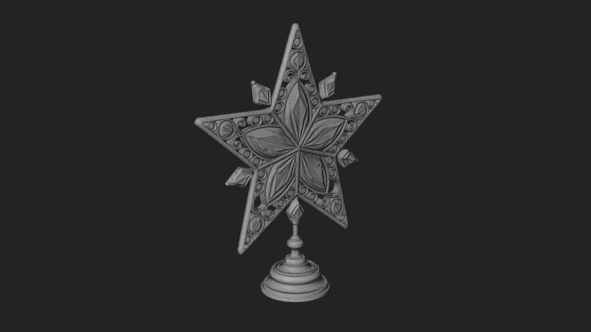 Jeweled Star Tree Topper Ornament Design 3 3D Print Model 3D Model
