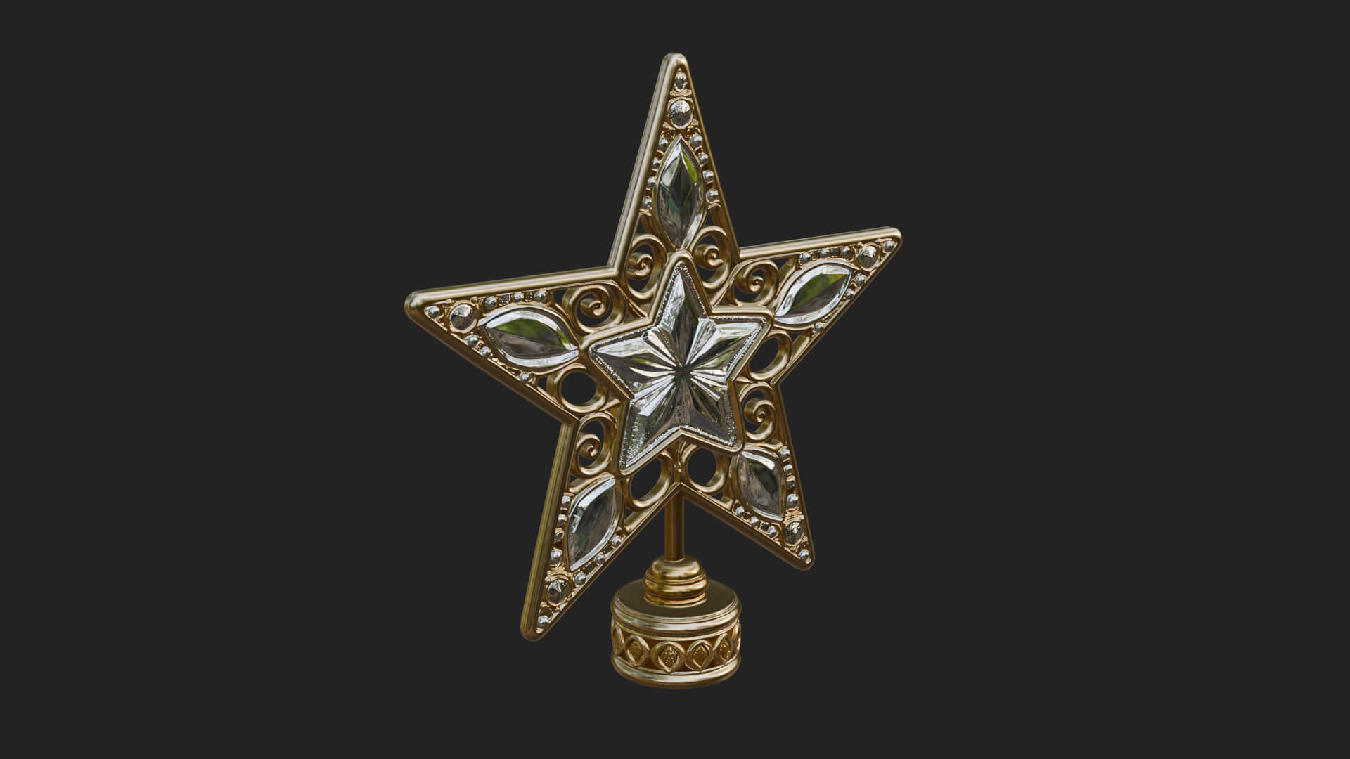 Jeweled Star Tree Topper Ornament Design 4 3D Print Model 3D Model