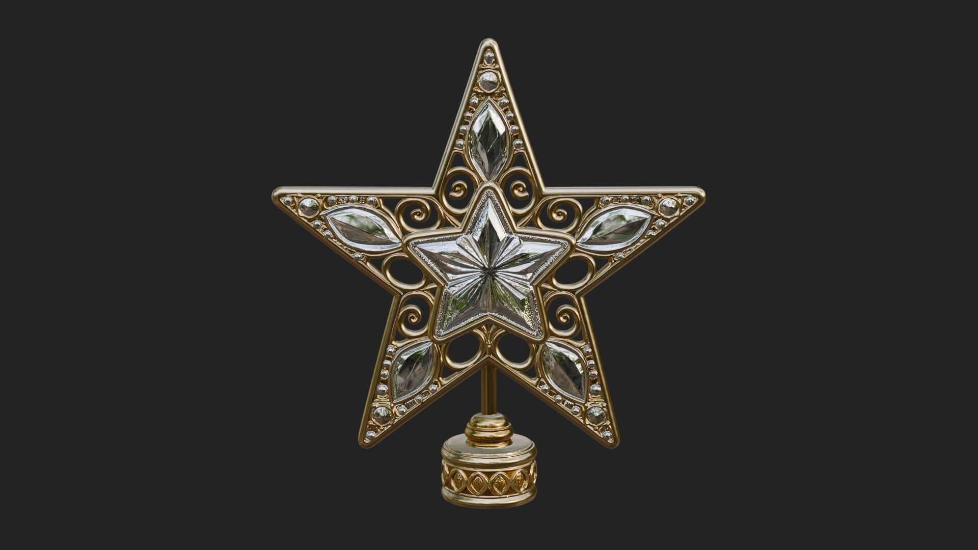 Jeweled Star Tree Topper Ornament Design 4 3D Print Model 3D Model