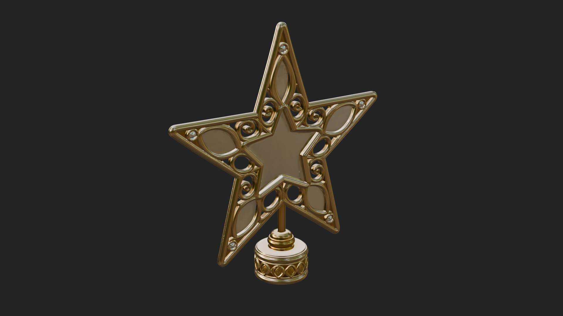 Jeweled Star Tree Topper Ornament Design 4 3D Print Model 3D Model