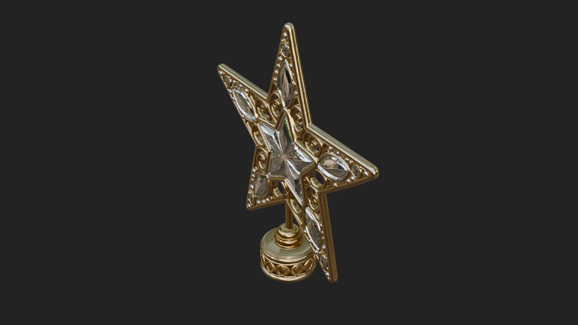 Jeweled Star Tree Topper Ornament Design 4 3D Print Model 3D Model