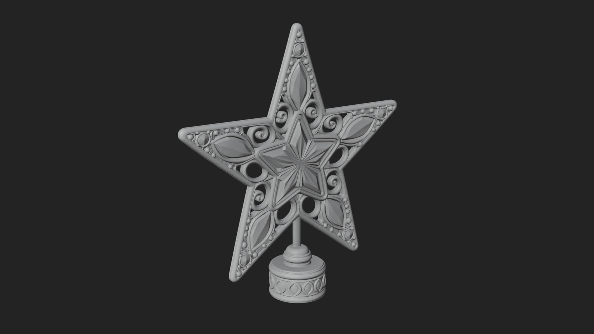 Jeweled Star Tree Topper Ornament Design 4 3D Print Model 3D Model