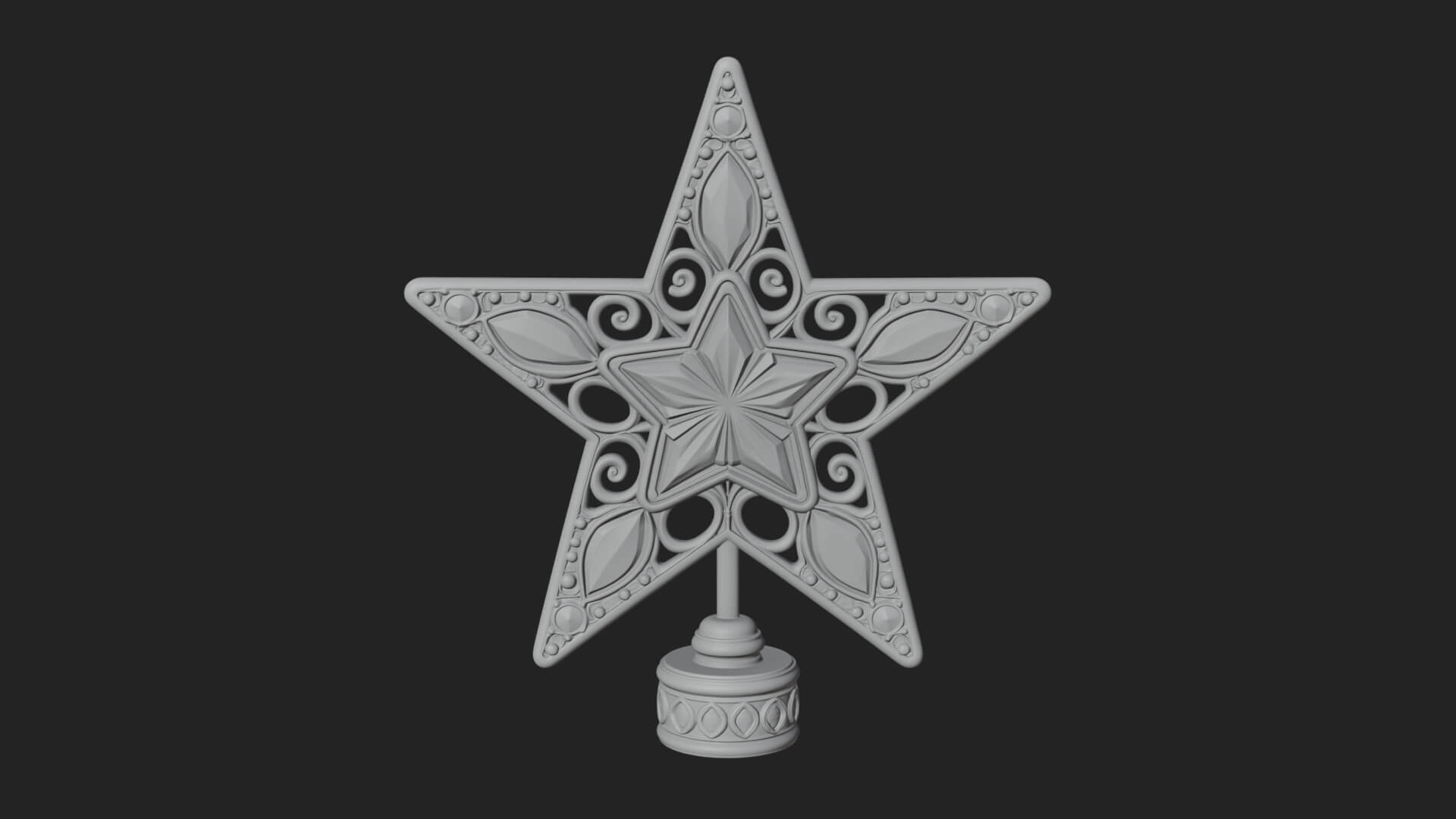 Jeweled Star Tree Topper Ornament Design 4 3D Print Model 3D Model