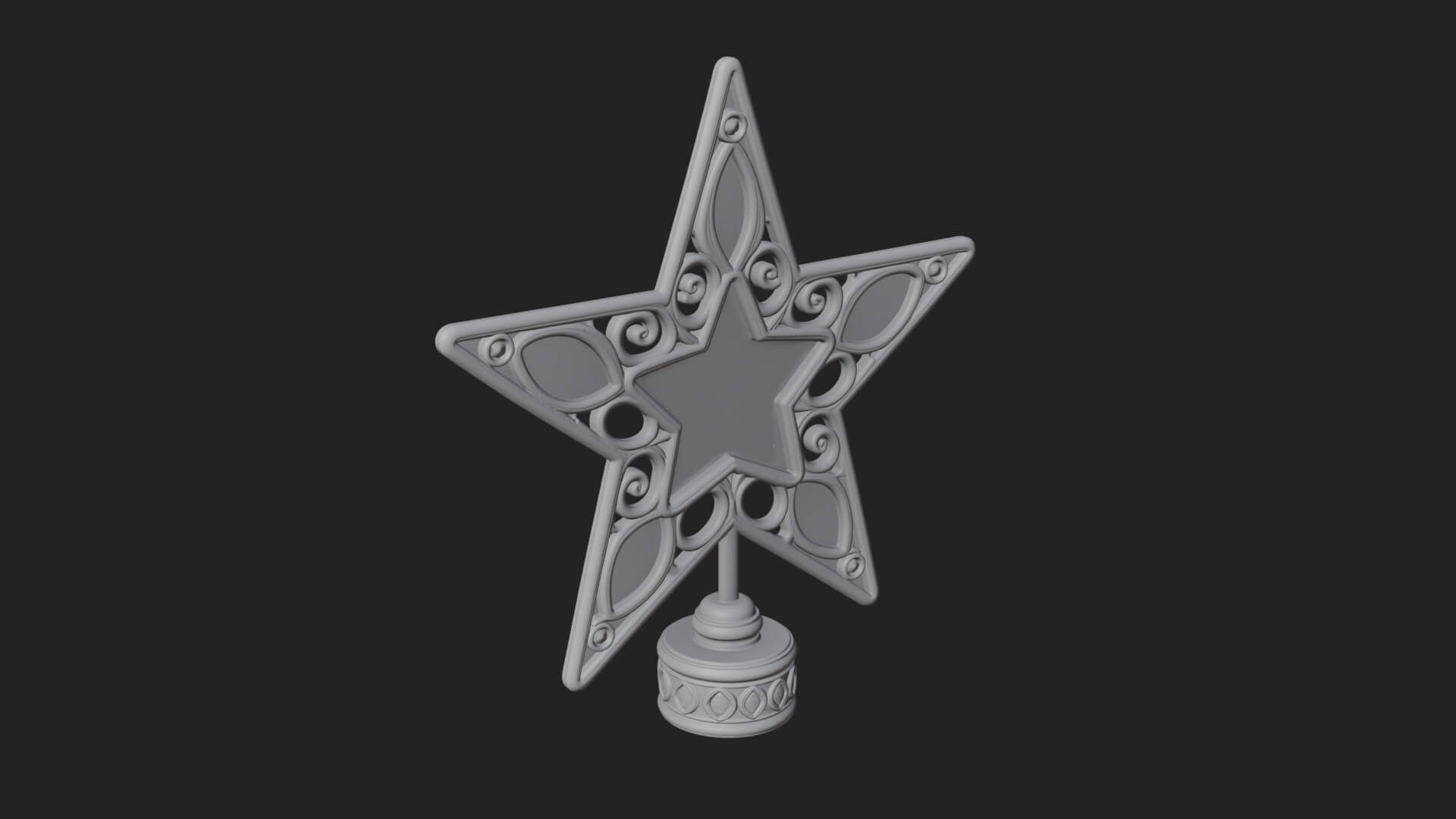 Jeweled Star Tree Topper Ornament Design 4 3D Print Model 3D Model