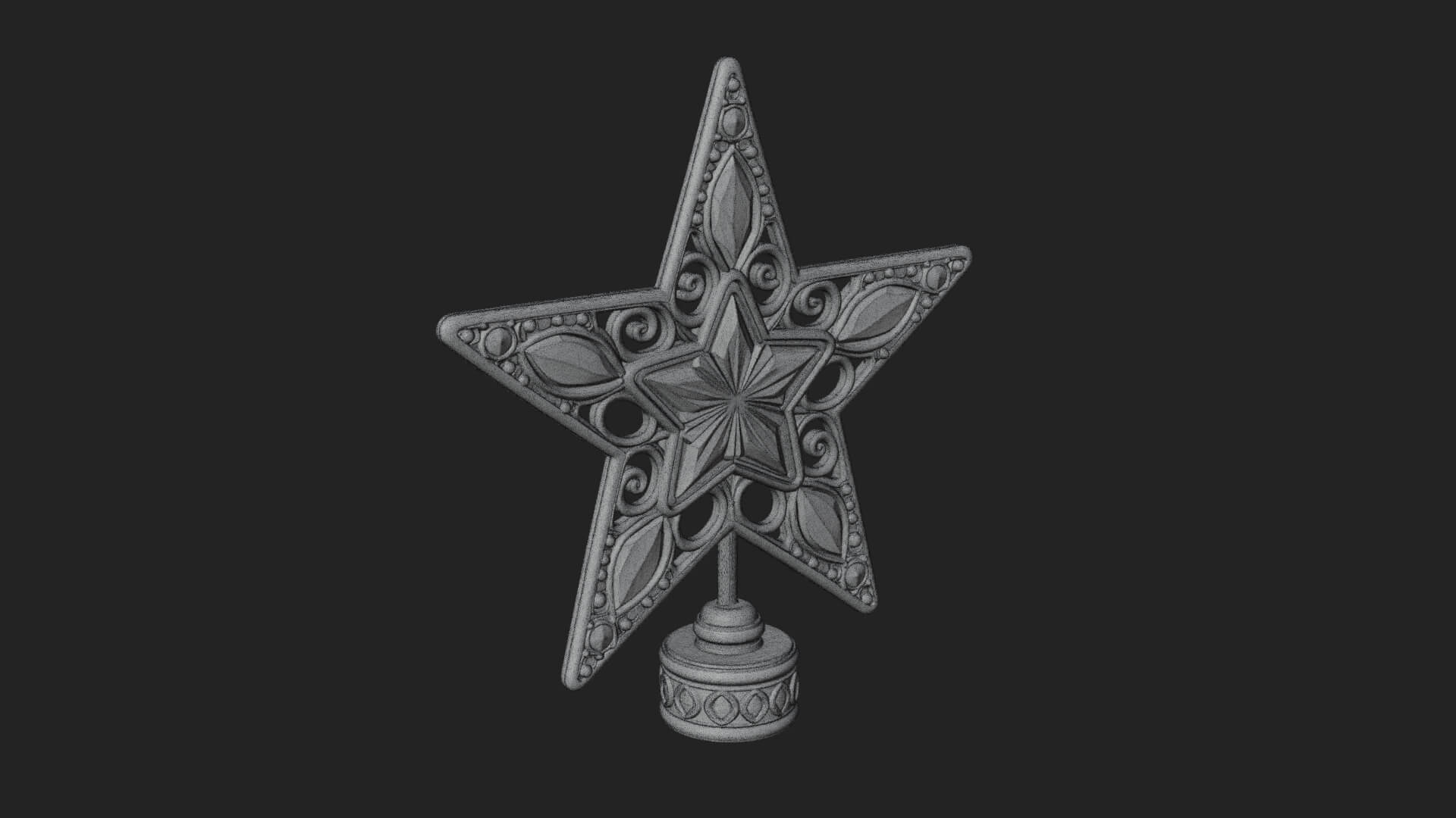 Jeweled Star Tree Topper Ornament Design 4 3D Print Model 3D Model