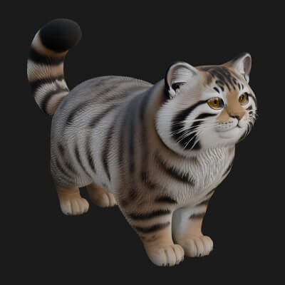 Jungle Cat Statue Design 1 3D Print Model