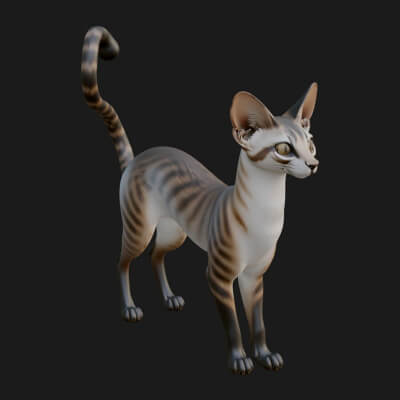 Jungle Cat Statue Design 2 3D Print Model