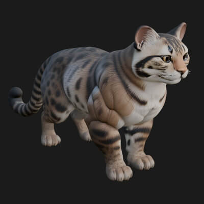 Jungle Cat Statue Design 3 3D Print Model