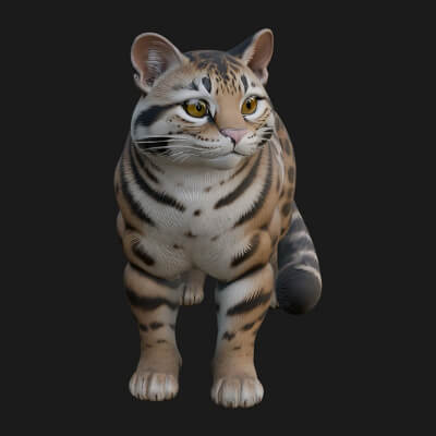 Jungle Cat Statue Design 4 3D Print Model