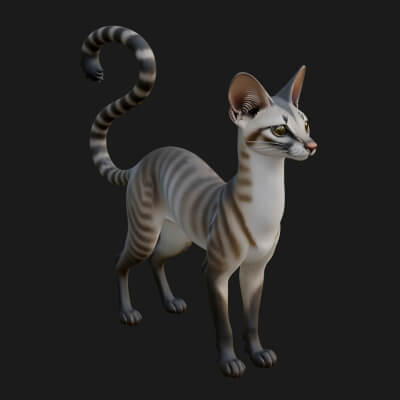 Jungle Cat Statue Design 5 3D Print Model