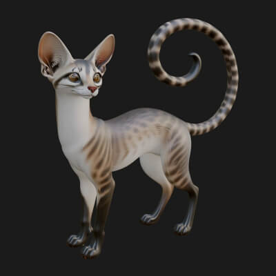 Jungle Cat Statue Design 6 3D Print Model
