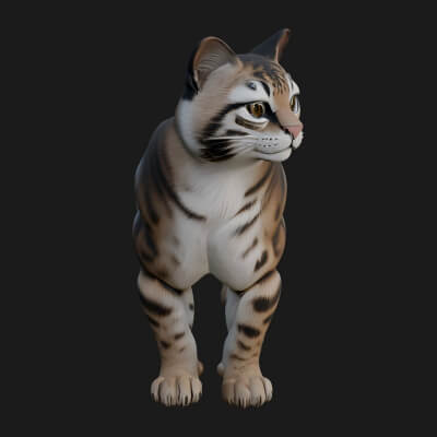 Jungle Cat Statue Design 7 3D Print Model