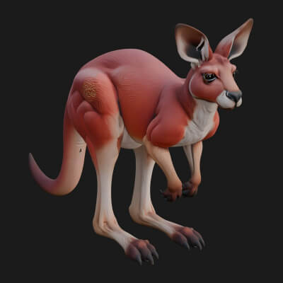 Kangaroo Statue Design 1 3D Print Model