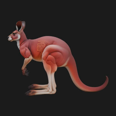 Kangaroo Statue Design 2 3D Print Model